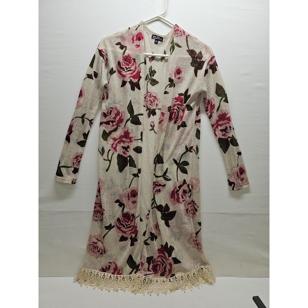 Freshman Floral Long Sleeve Duster Cover up Size XS Boho Flowy Romantic